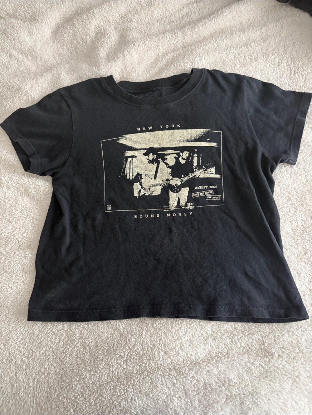 Brandy Melville Black Tee with Cream Band Graphic